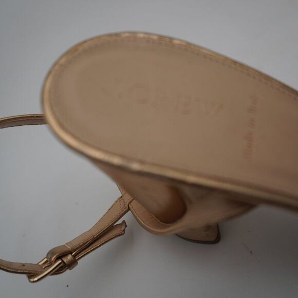 J. Crew Stylish Leather Metallic Gold Sandals with Ruffle Details. Size 9.5. - Picture 7 of 8